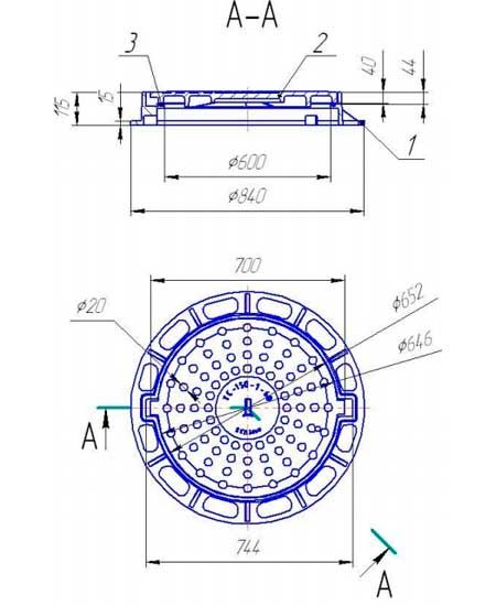 Люк чугунный 600 чертеж