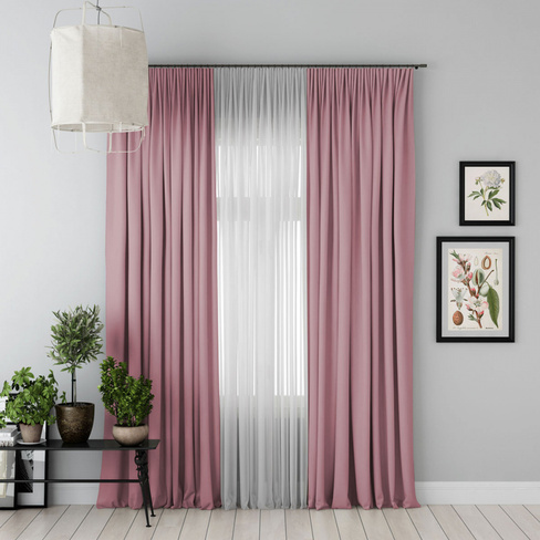 Классические шторы Блэкаут цвет: розовый (240х270 см - 2 шт)