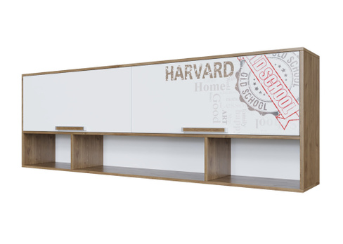 МС "Гарвард" Полка навесная над кроватью (Гикори темный/Белый) SV-Мебель