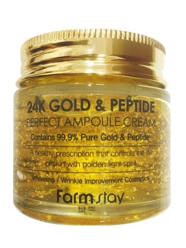 Ампульный крем 24K Gold & Peptide с золотом и пептидами, 80 мл, FarmStay