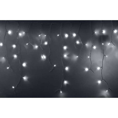Гирлянда Neon-Night АЙСИКЛ бахрома, 2,4х0,6 м, белый ПВХ, мерцающий Flashing, 88LED белые