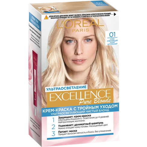 L'Oreal Paris Excellence стойкая крем-краска для волос, 01 суперосветляющий русый натуральный L’Oréal