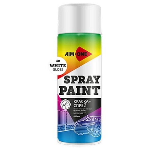 Краска Aim-One Spray Paint, White Gloss, глянцевая, 450 мл, 1 шт.