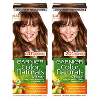 GARNIER Color Naturals стойкая питательная крем-краска для волос, 2 шт., 6.34 карамель
