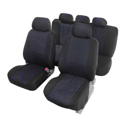 Чехлы на сиденья в автомобиль torso premium 11 предметов, синяя строчка TORSO