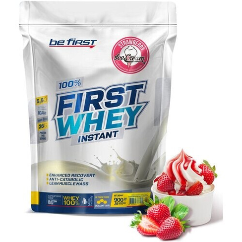 Протеин Be First First Whey Instant, 900 гр., клубничное мороженое