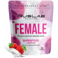 FEMALE-протеин для похудения, белковый коктейль для девушек (416 гр), вкус клубника со сливками RusLabNutrition
