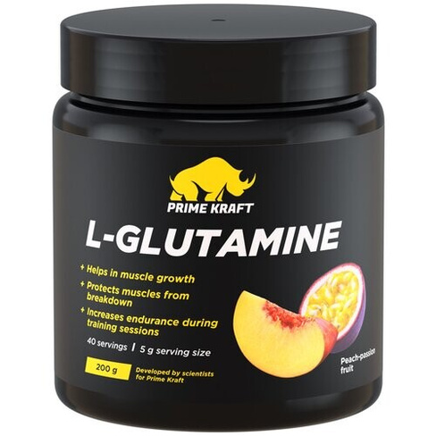 Аминокислота Prime Kraft L-Glutamine, персик-маракуйя, 200 гр.