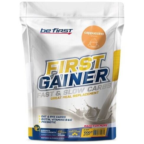 Гейнер Be First First Gainer Fast & Slow Carbs, 1000 г, капучино