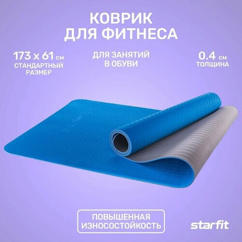 Коврик Starfit FM-201, 173х61 см синий/серый 0.4 см