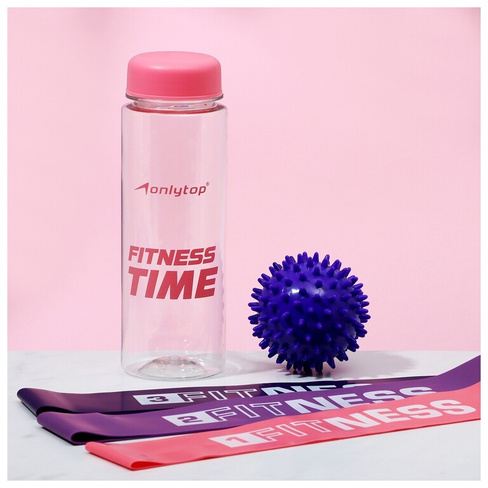 Набор для фитнеса onlytop dreamfit: 3 фитнес-резинки, бутылка для воды, массажный мяч ONLYTOP