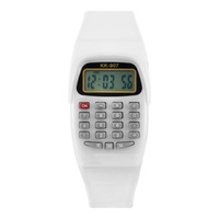 Часы наручные электронные детские, с калькулятором, ремешок силикон, l-21 см, белые No brand