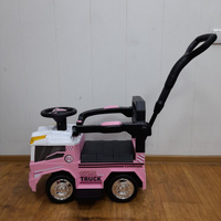 Машина каталка "Грузовик" с ручкой цвет розовый