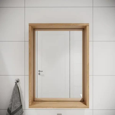 Зеркало для ванной Акваль Лофт В2.4.04.5.0.0 с полкой 50x70 см цвет дуб вотан АКВАЛЬ В2.4.04.5.0.0 Лофт