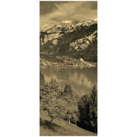 Самоклеящиеся фотообои "Озеро в Швейцарии", размер: 90x210 см, эффект: сепия, отраженный ФотоОбои.РФ