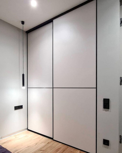 2-х створчатые двери-купе в узком профиле для шкафа, гардеробной или в нишу, проем