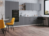 Кухня серого цвета с рифлеными шкафами | 3.6 метра Мелисса 010