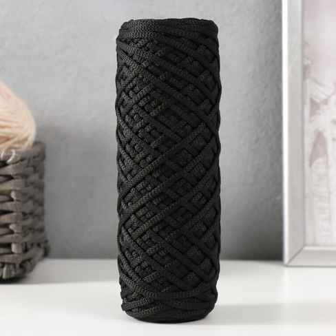 Шнур для вязания 100% полиэфир, ширина 3 мм 100м (черный) No brand