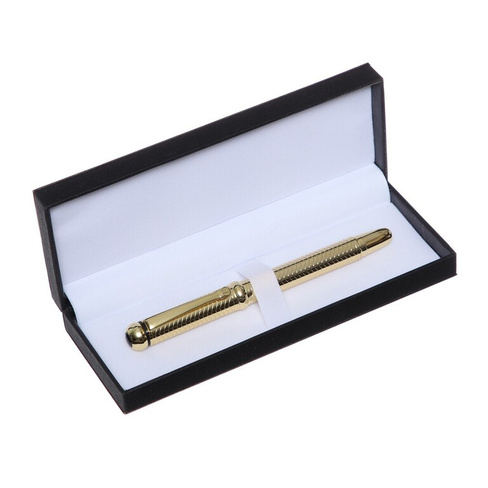 Ручка подарочная перьевая в кожзам футляре, корпус золото, серебро Calligrata