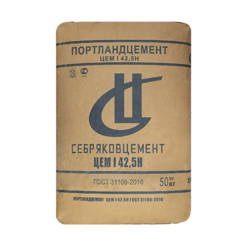 Цемент Себряковцемент ПЦ 500 Д0 (ЦЕМ I 42,5Н), 50 кг