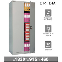 Шкаф металлический офисный BRABIX "MK 18/91/46", 1830х915х460 мм, 47 кг, 4 полки, разборный, 291136
