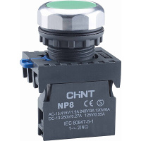 Кнопка плоская Chint NP8 220 В IP65 без подсветки зеленая (667232)