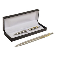 Ручка подарочная шариковая в кожзам футляре, автоматическая, корпус серебро, золото Calligrata