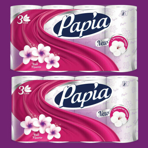Туалетная бумага Papia Бумага туалетная Балийский Цветок 3-слойная белая 4604857000099