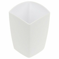Подставка-стакан для канцелярии СТАММ "Тропик", пластик, квадратная, белая