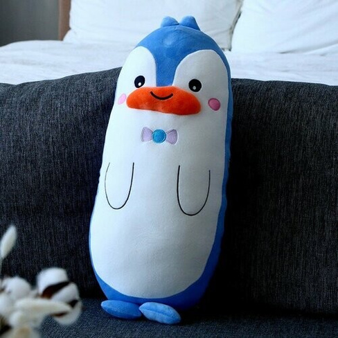 Мягкая игрушка-подушка «Пингвин с бантиком», 50 см, цвет бело-голубой No Brand